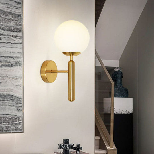 Postmodern Glass Ball Wall Light For Bedroom - Single Bulb Sconce Kit