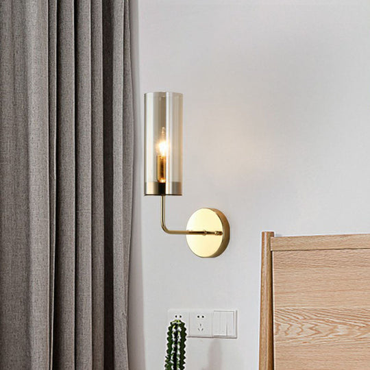 Postmodern Glass Tube Wall Sconce With Brass Finish