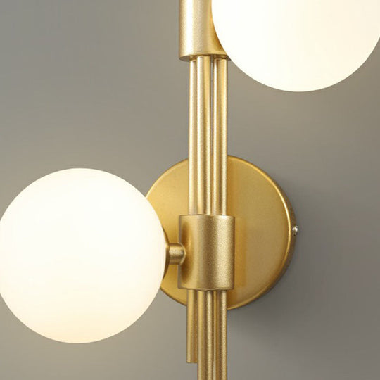 Brass Designer Ball Wall Light Sconce With 3-Head Glass For Bedroom