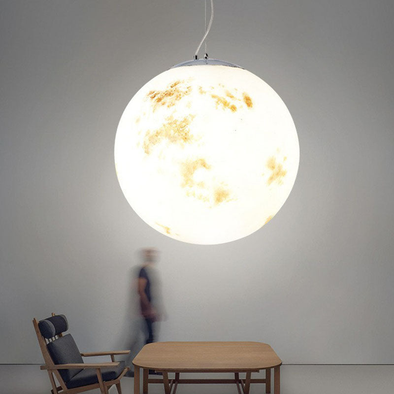 White Moon Acrylic Pendant Light - Elegant 1-Light Ceiling Fixture For Restaurants