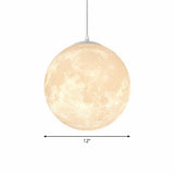 Metal Artistic Led Moon Restaurant Suspension Lamp In White / 12