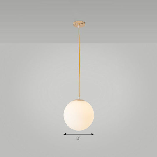 Minimalist White Glass Pendant Light For Table - Spherical Ceiling Suspension / 8