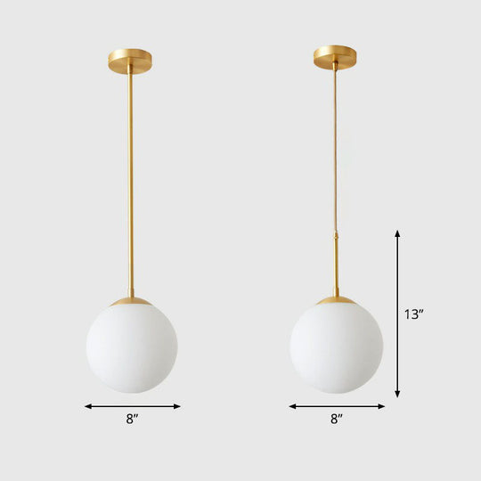 Gold Globe Pendant Light - Cream Glass 1-Light Simplicity Hanging Fixture