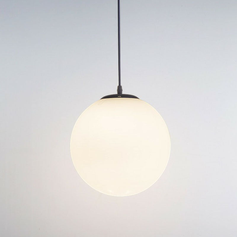White Glass Pendant Light – Single Sphere Downlight For Restaurants