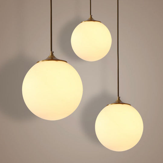 Modern Frosted White Glass Pendant Light For Dining Room With Global Suspension - 1 Bulb