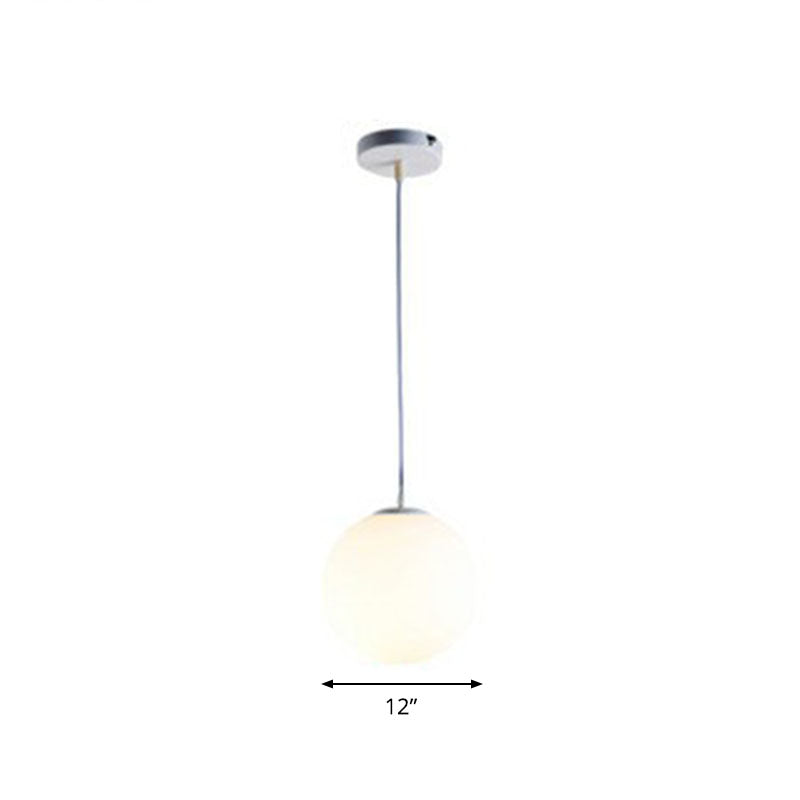 Modern White Glass Pendant Lamp - Opaque Spherical Design For Dining Room Lighting / 12’