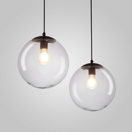 Sleek Clear Glass Pendant Light With A Touch Of Simplicity - Black Spherical Design Suspended