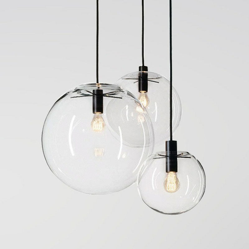 Minimalist Clear Glass Globe Pendant Light For Restaurants