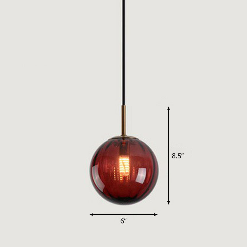 Contemporary Multi-Color Glass Ball Pendulum Pendant Light For Dining Table