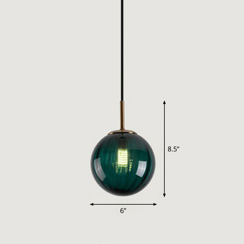 Contemporary Multi-Color Glass Ball Pendulum Light For Dining Table - 1 Head Ceiling Pendant