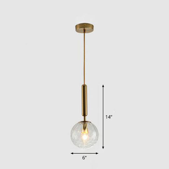 Modernist Hammer Glass Pendant Light - Stylish Hanging Ball Fixture For Restaurants Gold