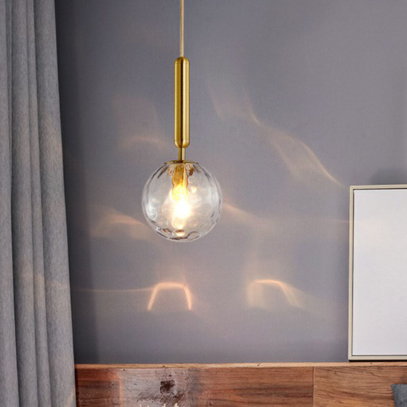 Ripple Glass Ball Pendant Lamp - Postmodern Gold Finish Ceiling Light