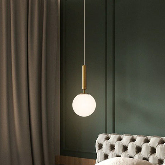 Post-Modern Glass Ball Pendant Light: Sleek 1 Bulb Fixture For Bedroom Suspension Lighting