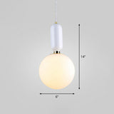 Nordic 1-Light Opaline Glass Hanging Light Fixture White / 6