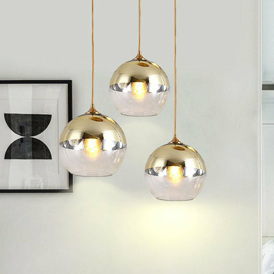 Sleek Electroplate Glass Pendant Light For Dining Room - Postmodern Single Ceiling Hang Design