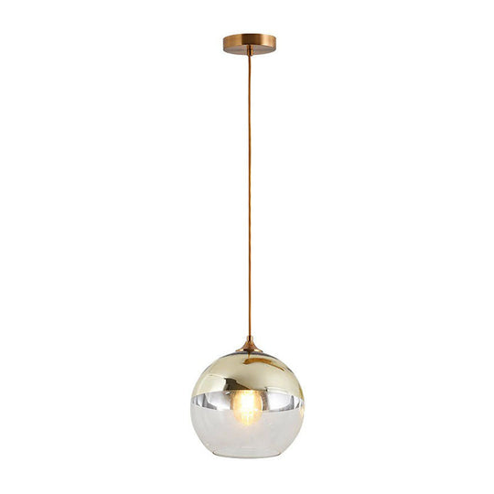 Sleek Electroplate Glass Pendant Light For Dining Room - Postmodern Single Ceiling Hang Design
