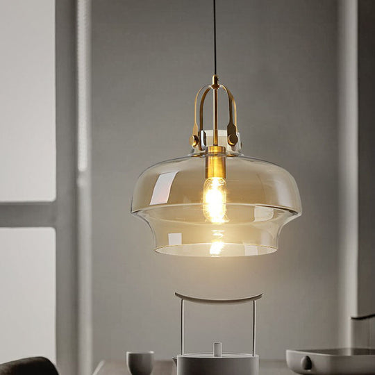 Postmodern Glass Pot-Shaped Pendant Ceiling Light For Dining Room