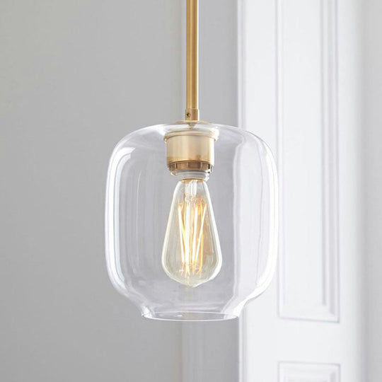 Clear Glass Mug Pendant Light With Simple Design Gold Finish And Suspension