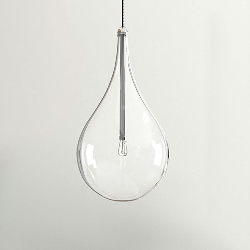 Minimalistic Water-Drop Led Pendant Lamp With Clear Glass And Chrome Finish For Snack Bars