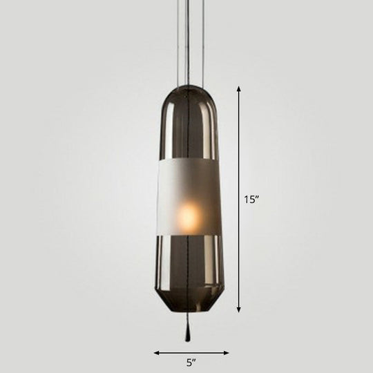 Nordic Glass Elliptical Suspension Light Pendant With Pull Chain - Perfect For Dining Rooms 1 Bulb