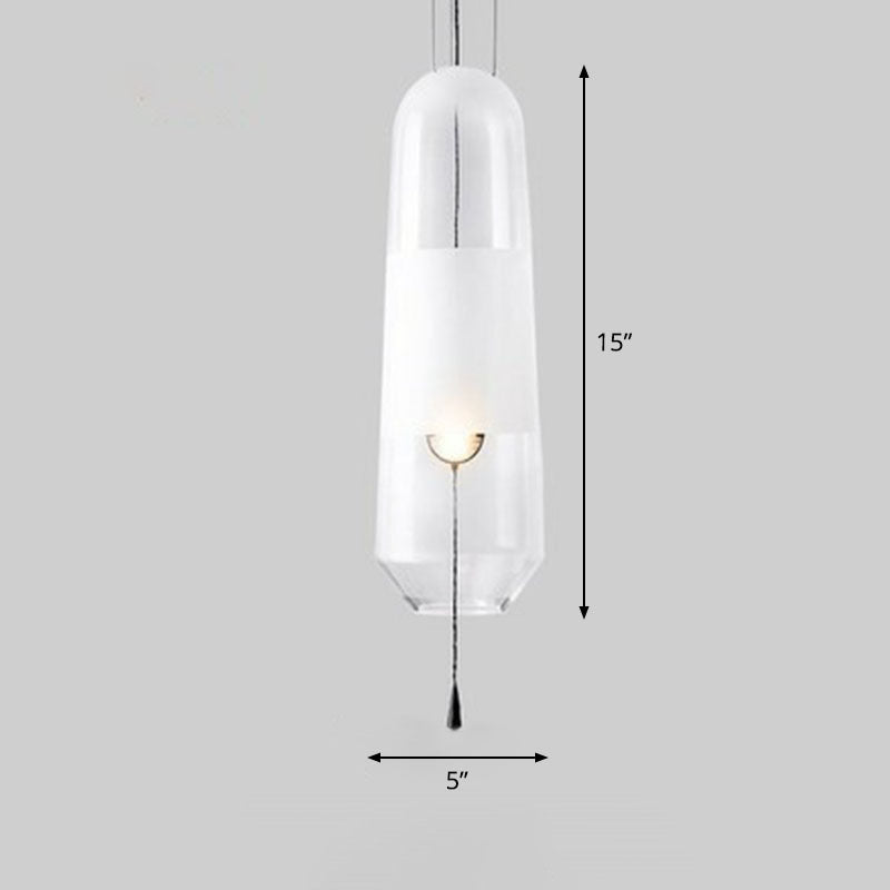 Nordic Glass 1-Bulb Elliptical Suspension Ceiling Pendant Lamp For Dining Room With Pull Chain Clear