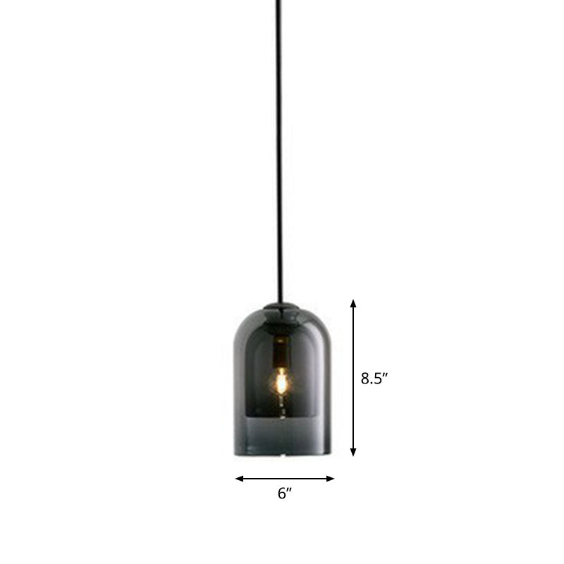 Contemporary Glass Cloche Hanging Lamp - Kitchen Pendant Light Fixture