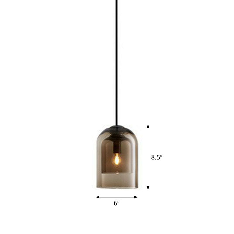 Contemporary Glass Cloche Hanging Lamp - Kitchen Pendant Light Fixture
