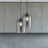 Dual-Glass Inverted Pendant Light For Dining Room Postmodern Ceiling Hang Lamp