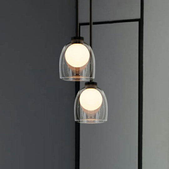Glass Bell And Ball Suspension Lamp - Stylish Modern Pendant Light For Single Living Room