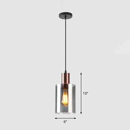 Postmodern Rose Gold Bottle Pendant Light With Smoke Grey Glass Gray