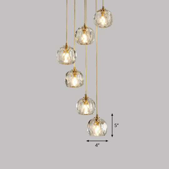 Gold K9 Crystal Pendant Lamp For Stairway Decor 6 /