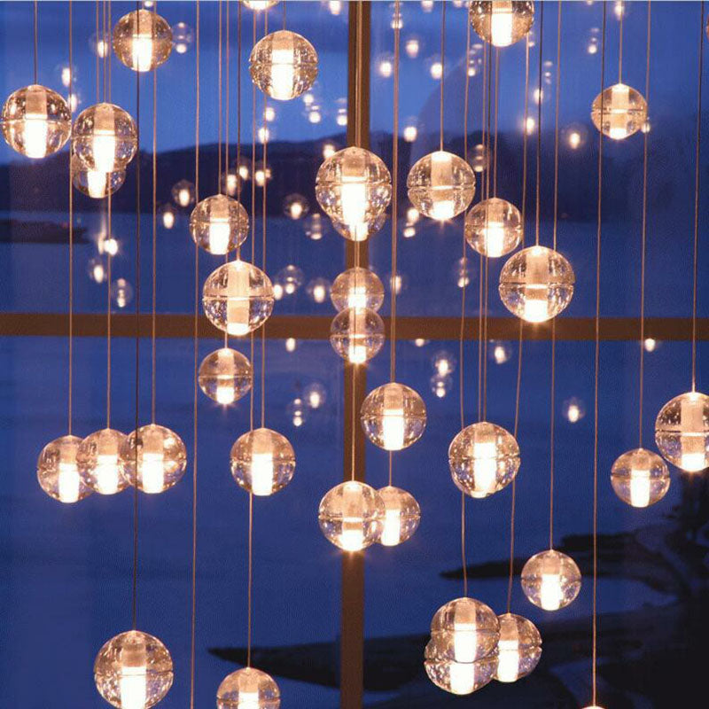Modern Meteor Shower Multi-Light Pendant Chandelier With Clear Seedy Glass