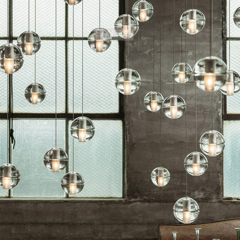 Modern Meteor Shower Multi-Light Pendant Chandelier With Clear Seedy Glass