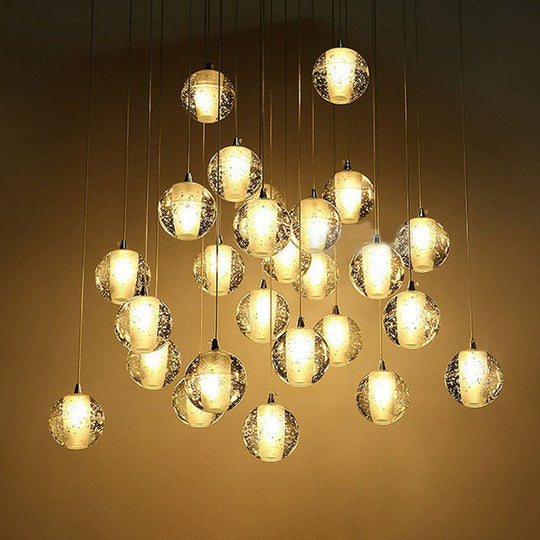 Seedy Glass Meteor Shower Pendant Chandelier: Modern Clear Suspension Light Fixture