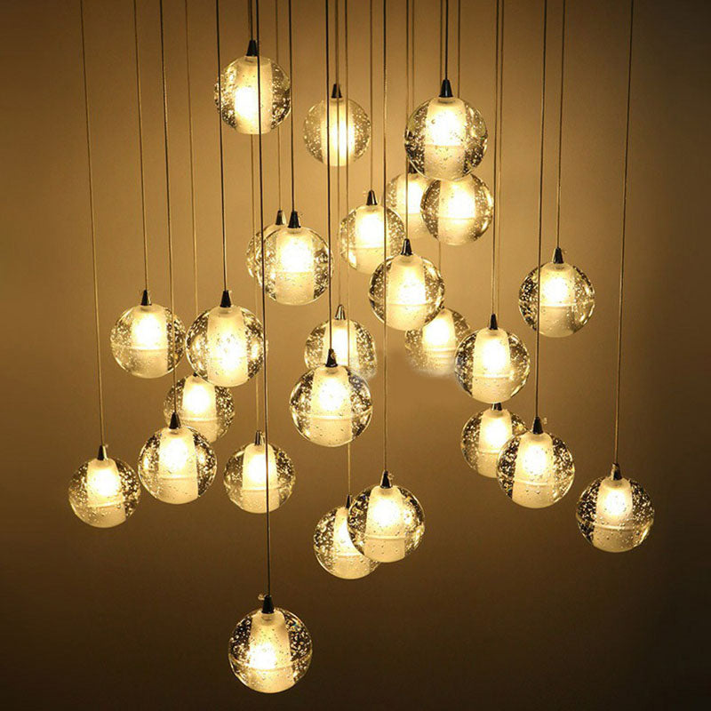 Seedy Glass Meteor Shower Pendant Chandelier: Modern Clear Suspension Light Fixture