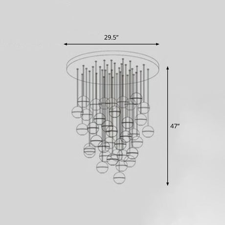 Modern Meteor Shower Multi-Light Pendant Chandelier With Clear Seedy Glass 36 / Round