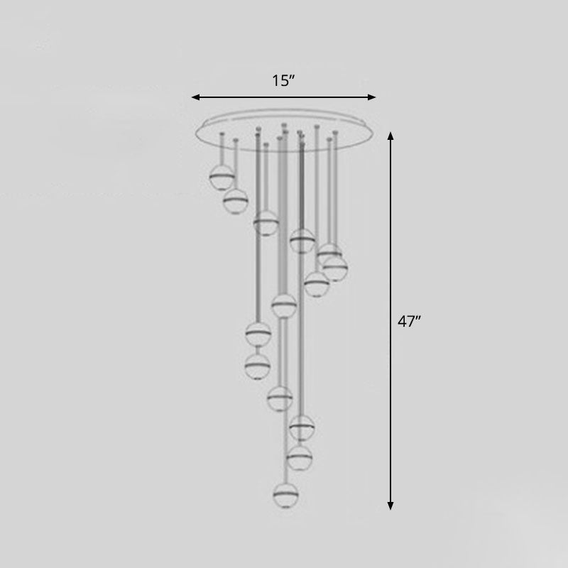 Modern Meteor Shower Multi-Light Pendant Chandelier With Clear Seedy Glass 14 / Round