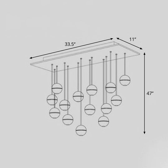 Modern Meteor Shower Multi-Light Pendant Chandelier With Clear Seedy Glass 14 / Linear