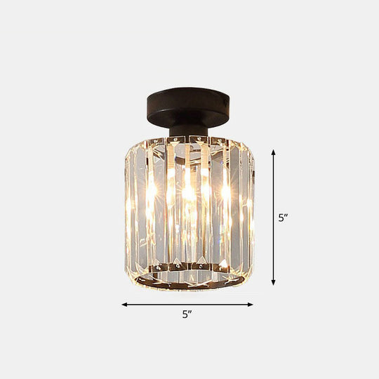 Prismatic Crystal Geometric Flush Mount Ceiling Light - Postmodern Style Black / Round
