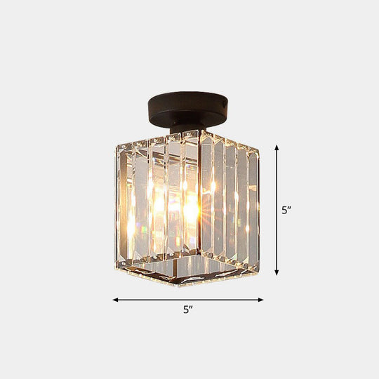 Prismatic Crystal Geometric Flush Mount Ceiling Light - Postmodern Style Black / Square Plate