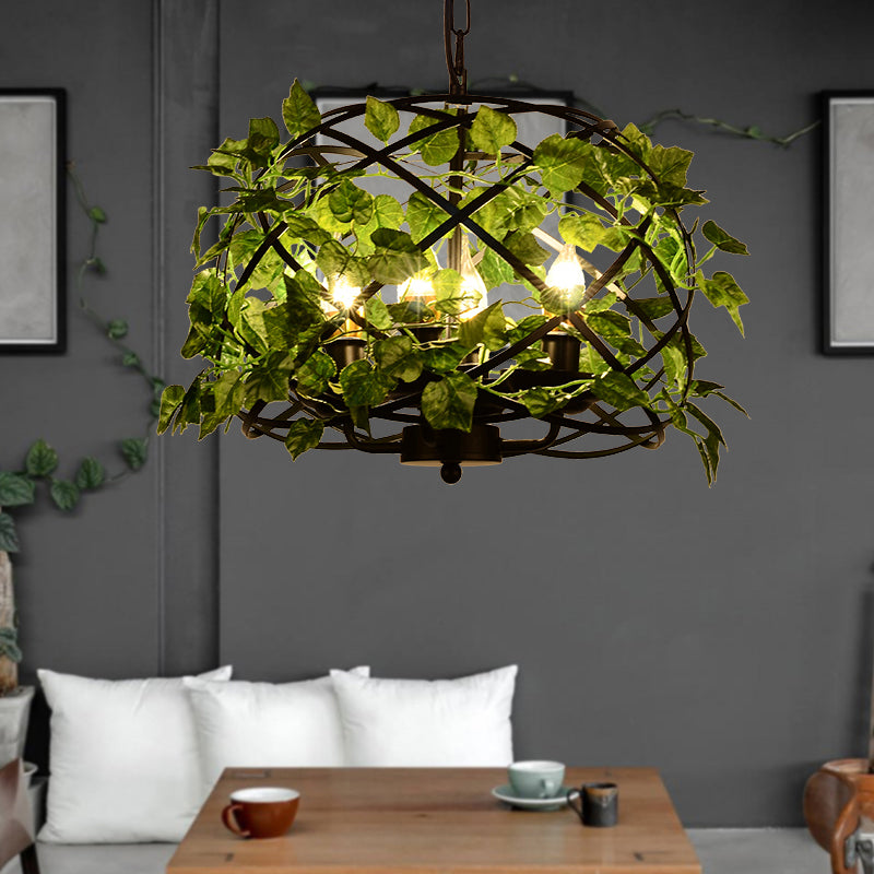 Green Ivy Decor Retro Bird Nest Iron Pendant Ceiling Light With Single Suspension