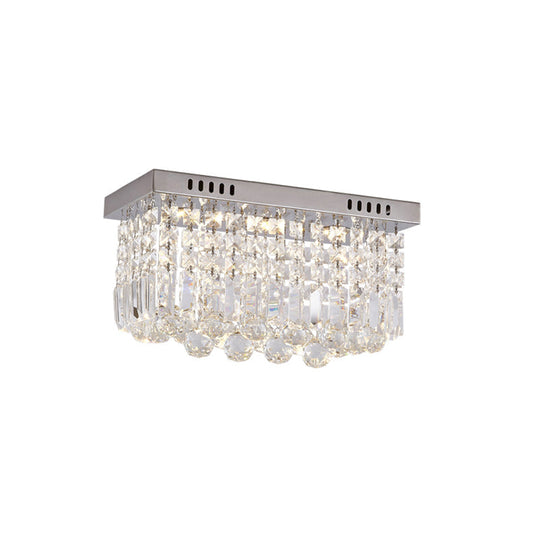 Modern Crystal Chrome Flush Mount Led Ceiling Light - 8’/16’ Cubic/Cuboid For Bedroom