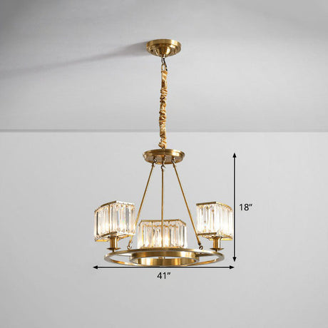 Contemporary Gold Round Chandelier Pendant Light With K9 Crystal For Living Room 3 /