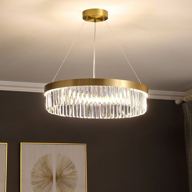 Modern Style Gold Chandelier Light With Crystal Prism: Perfect For Living Room