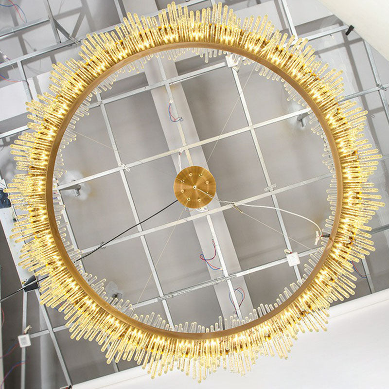 Modern Gold Crystal Rod Led Ceiling Chandelier For Living Room