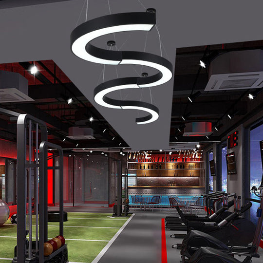 Modern Led Hanging Chandelier Light Fixture For Gymnasium - Curve Acrylic Design