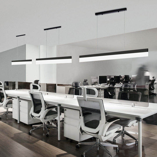 Minimalistic Black Acrylic Led Pendant Chandelier Kit For Linear Office Hanging / 31.5’