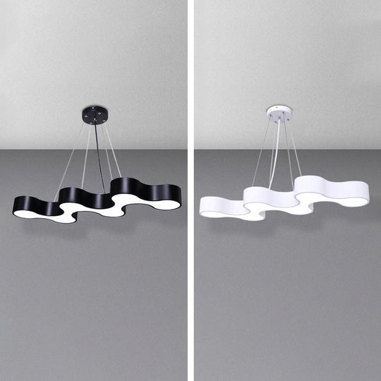 Modern Wave Led Suspension Light: Acrylic Chandelier For Meeting Rooms