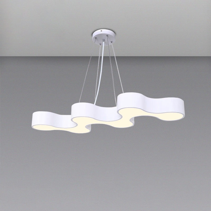 Modern Wave Led Suspension Light: Acrylic Chandelier For Meeting Rooms White / Warm