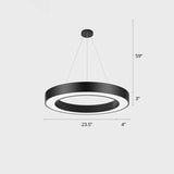 Black Metal Loop Led Chandelier Pendant Light For Gym / 23.5